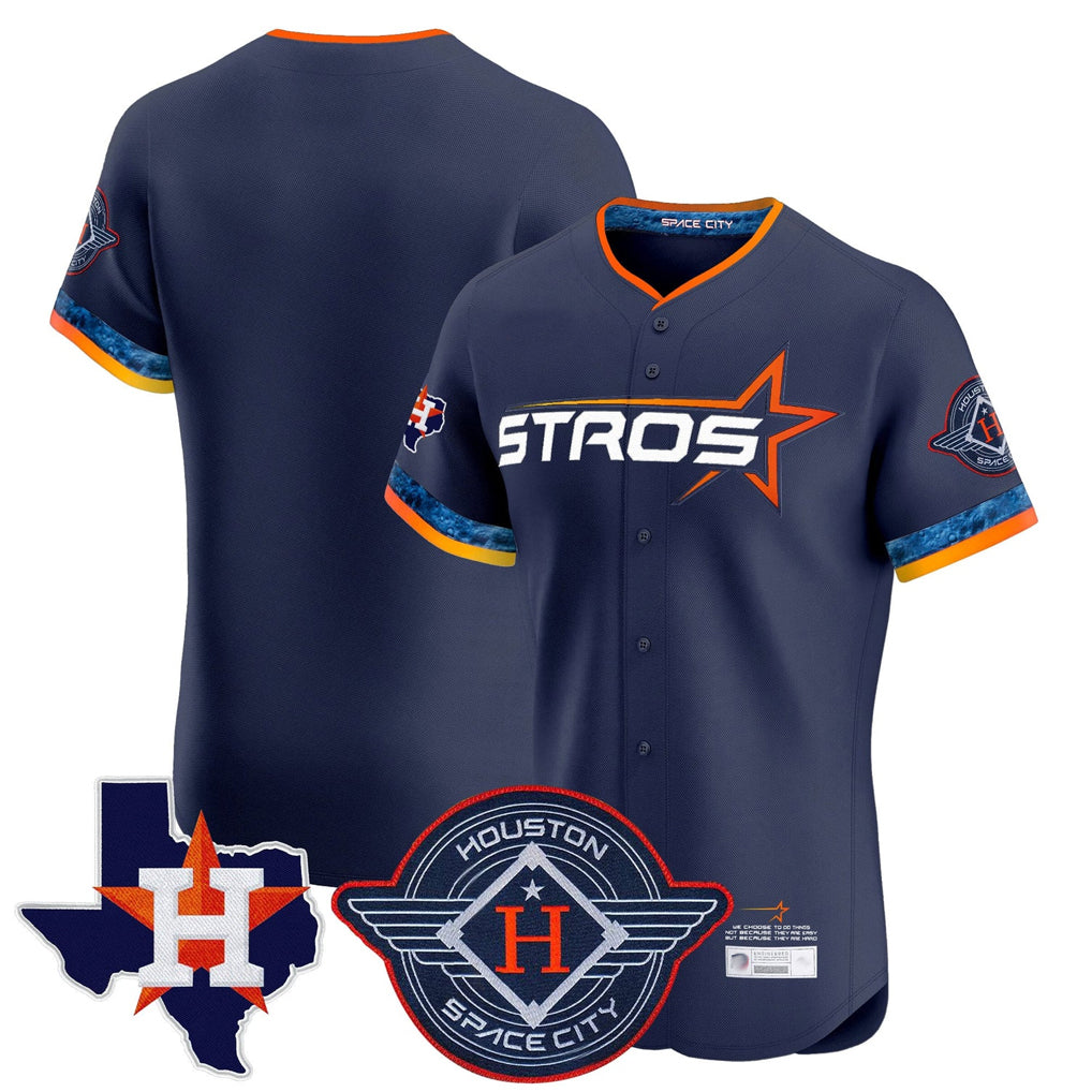 Choea H.Astros Navy City Connect Texas Patch Vapor Premier Blank Player Limited Elite Home Stitched Jerseys