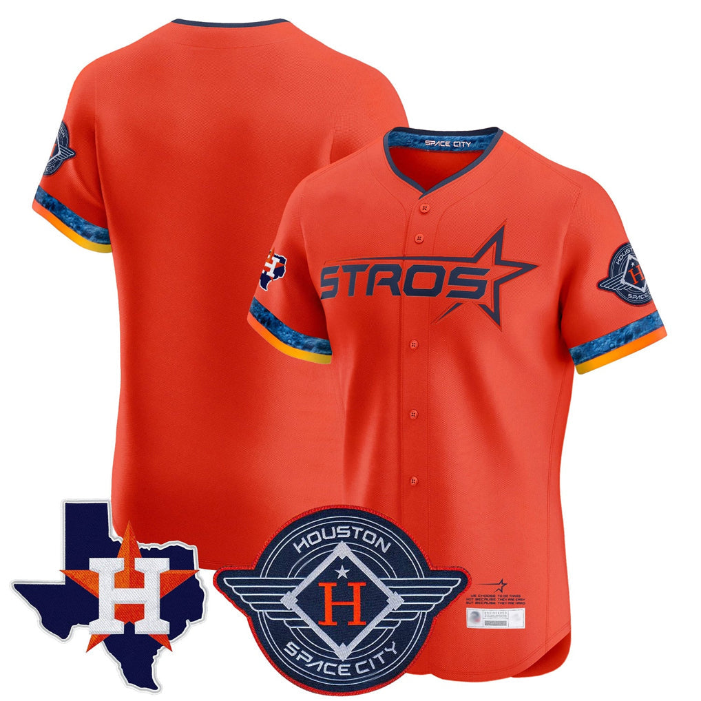 Choea H.Astros Orange City Connect Texas Patch Vapor Premier Blank Player Limited Elite Home Stitched Jerseys