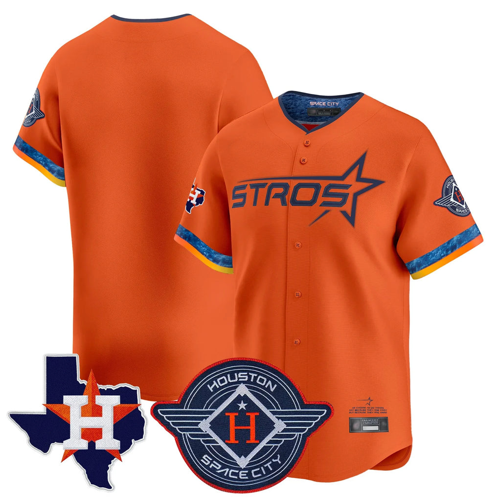 Choea H.Astros Orange City Connect Texas Patch Vapor Premier Blank Player Limited Home Stitched Jerseys
