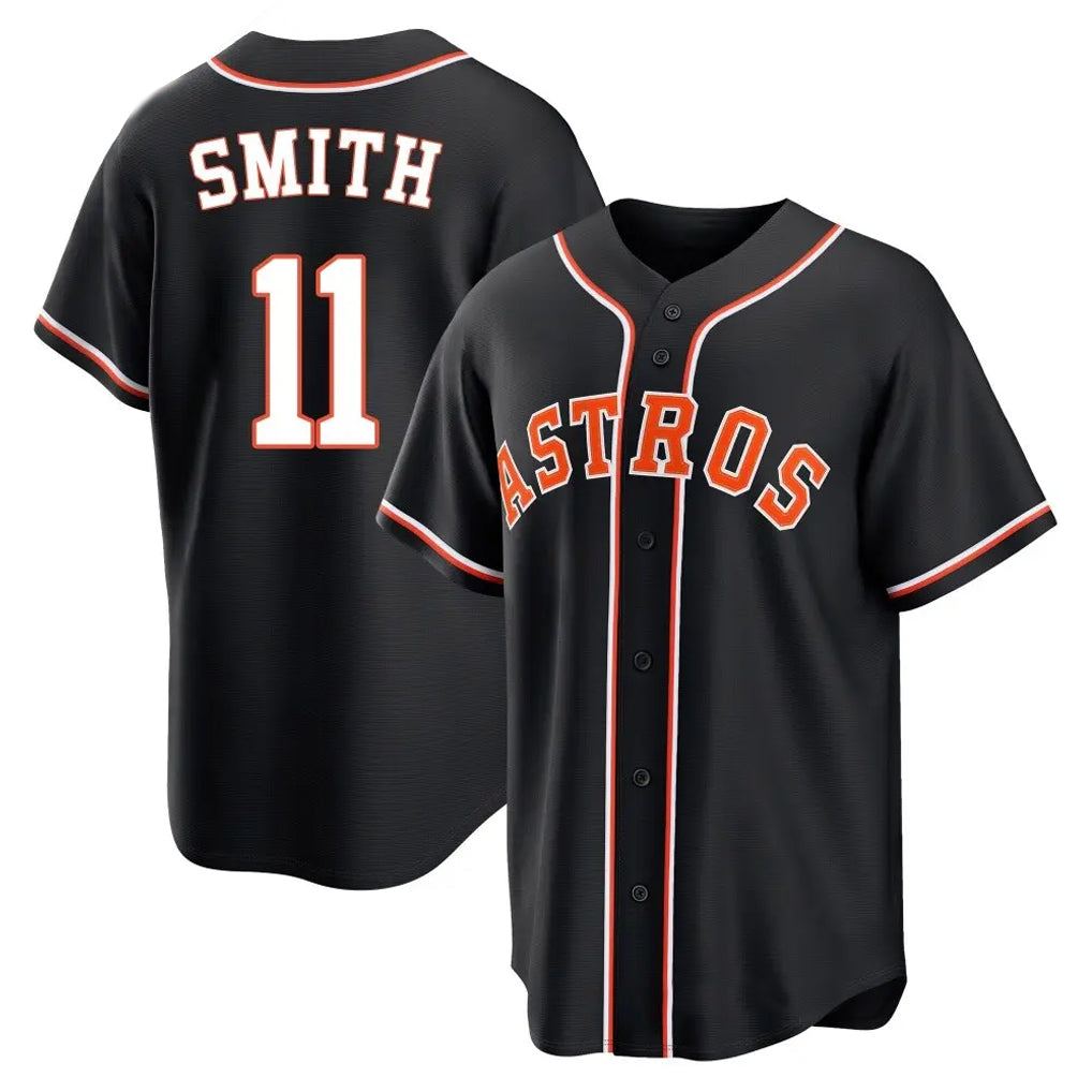 Choea H.Astros #11 Cam Smith Player Black Fashion Out Home Game Stitched Jerseys