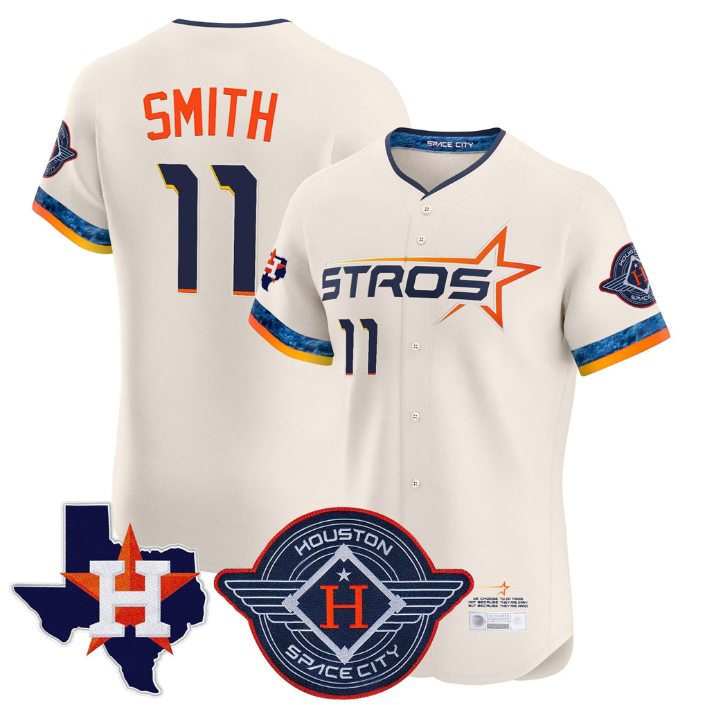 Choea H.Astros #11 Cam Smith Player Cream City Connect Texas Patch Vapor Premier Limited Elite Home Stitched Jerseys