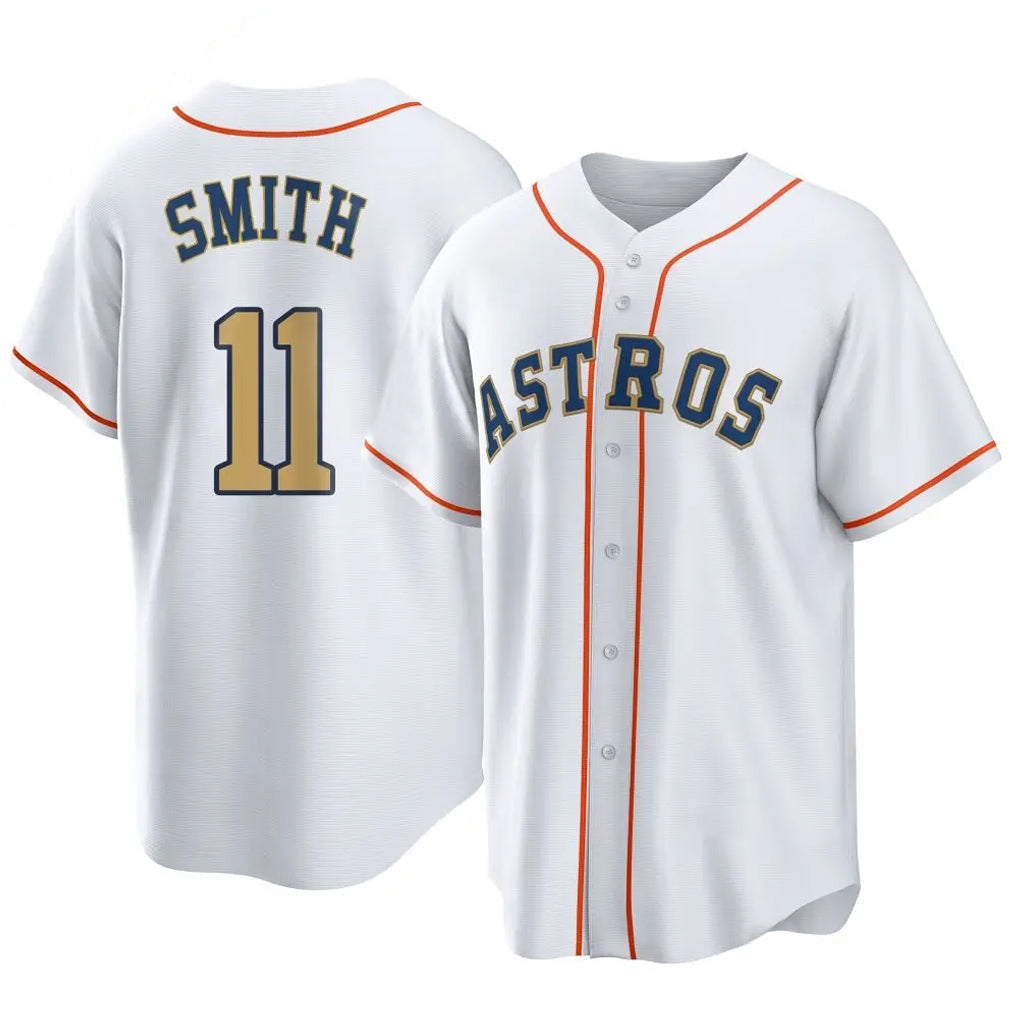 Choea H.Astros #11 Cam Smith Player Gold Collection Game Home Stitched Jerseys