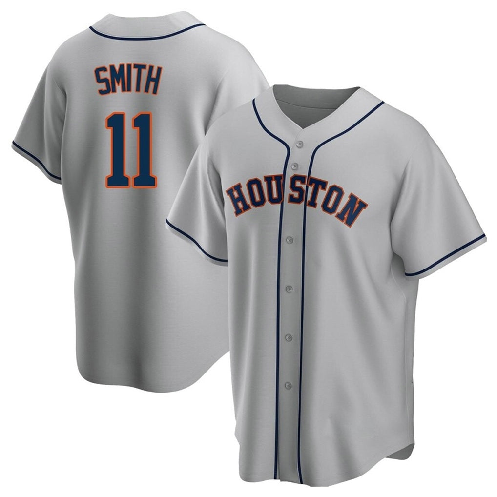 Choea H.Astros #11 Cam Smith Player Gray Home Game Stitched Jerseys