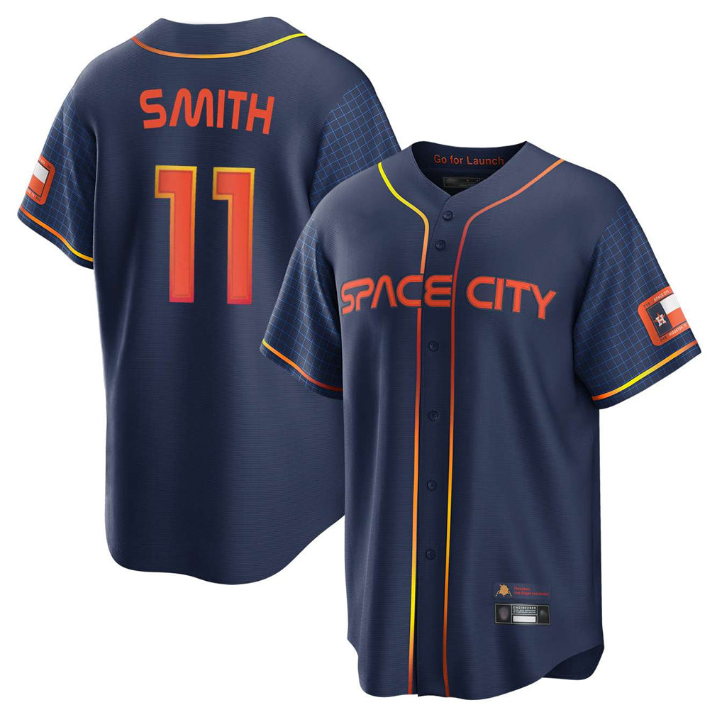 Choea H.Astros #11 Cam Smith Player Navy City Connect Home Game Stitched Jerseys