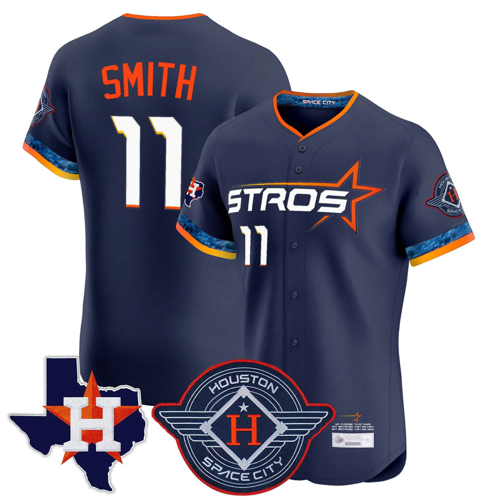 Choea H.Astros #11 Cam Smith Player Navy City Connect Texas Patch Vapor Premier Limited Elite Home Stitched Jerseys