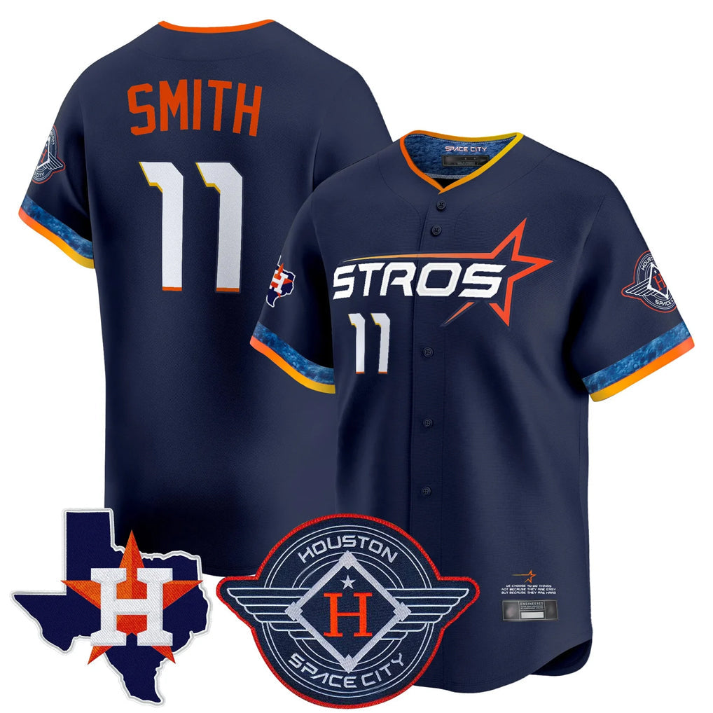 Choea H.Astros #11 Cam Smith Player Navy City Connect Texas Patch Vapor Premier Limited Home Stitched Jerseys