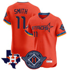 Choea H.Astros #11 Cam Smith Player Orange City Connect Texas Patch Vapor Premier Limited Elite Home Stitched Jerseys
