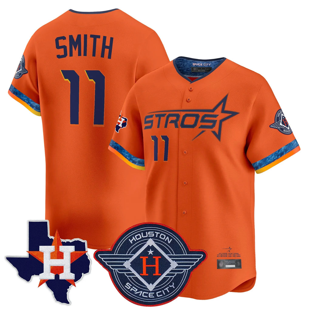 Choea H.Astros #11 Cam Smith Player Orange City Connect Texas Patch Vapor Premier Limited Home Stitched Jerseys