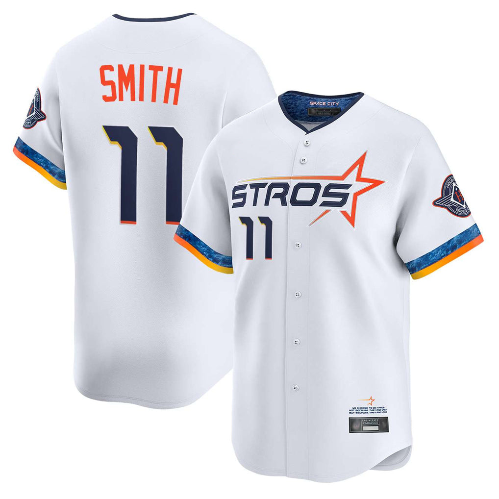 Choea H.Astros #11 Cam Smith Player White City Connect Limited Home Stitched Jerseys