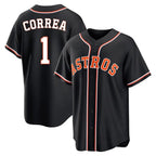 Choea H.Astros #1 Carlos Correa Player Black Fashion Out Home Game Stitched Jerseys
