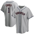 Choea H.Astros #1 Carlos Correa Player Gray Home Game Stitched Jerseys