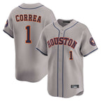 Choea H.Astros #1 Carlos Correa Player Gray Home Limited Stitched Jerseys