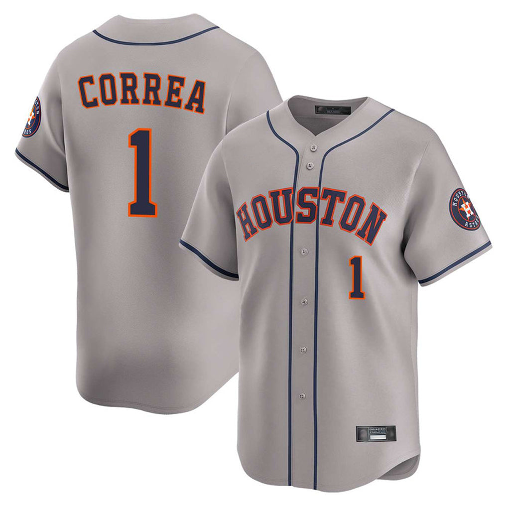 Choea H.Astros #1 Carlos Correa Player Gray Home Limited Stitched Jerseys