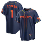 Choea H.Astros #1 Carlos Correa Player Navy City Connect Home Game Stitched Jerseys