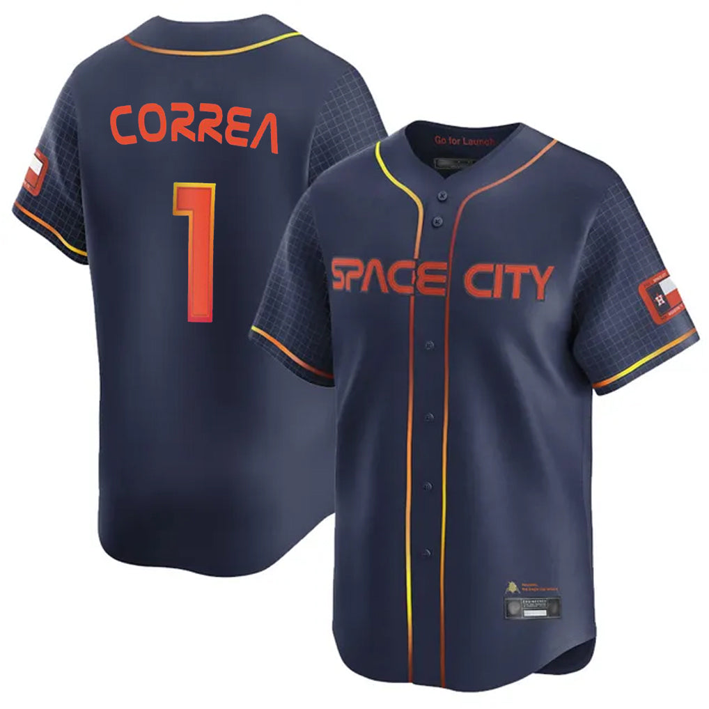 Choea H.Astros #1 Carlos Correa Player Navy City Connect Home Limited Stitched Jerseys