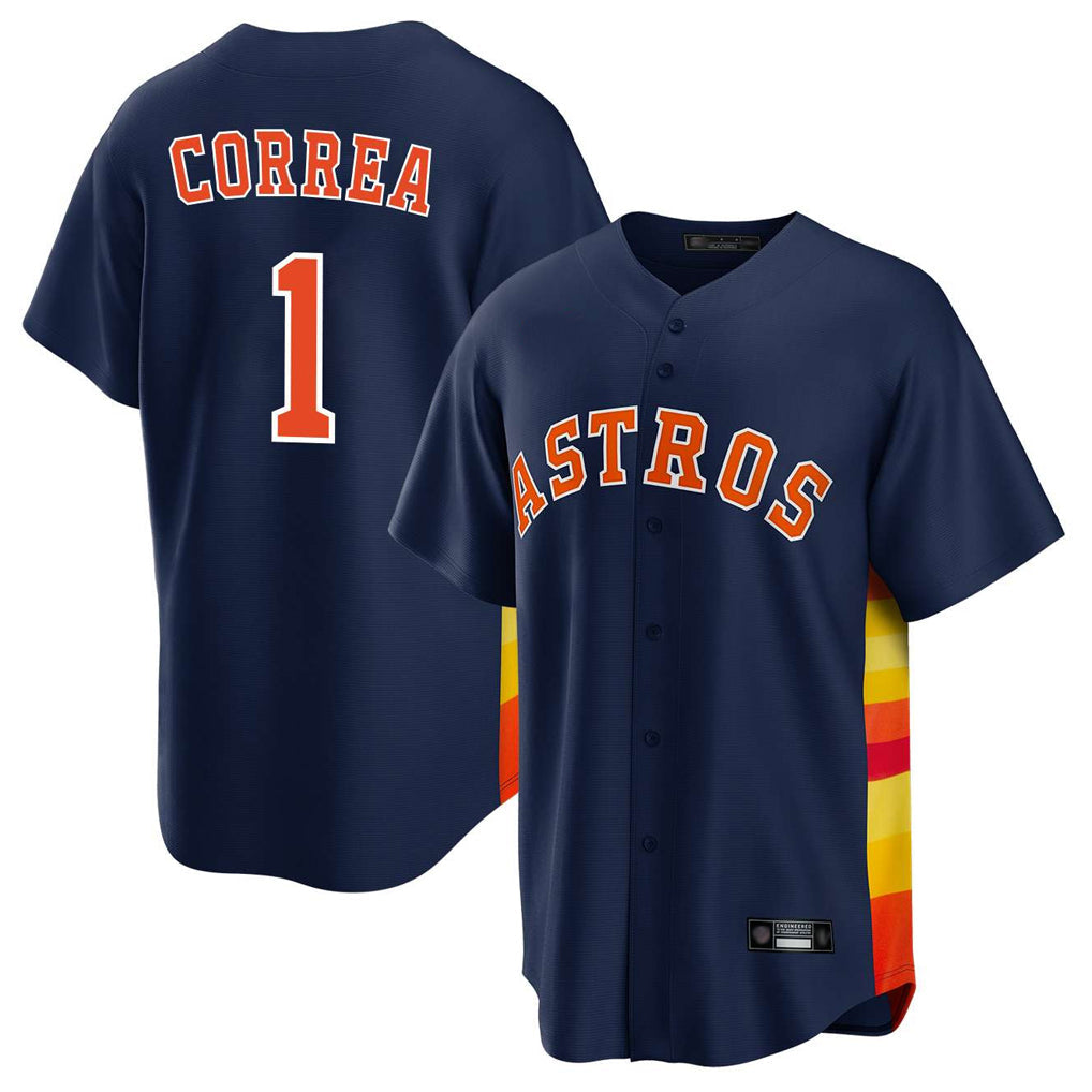 Choea H.Astros #1 Carlos Correa Player Navy Home Game Stitched Jerseys