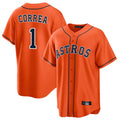 Choea H.Astros #1 Carlos Correa Player Orange Home Game Stitched Jerseys