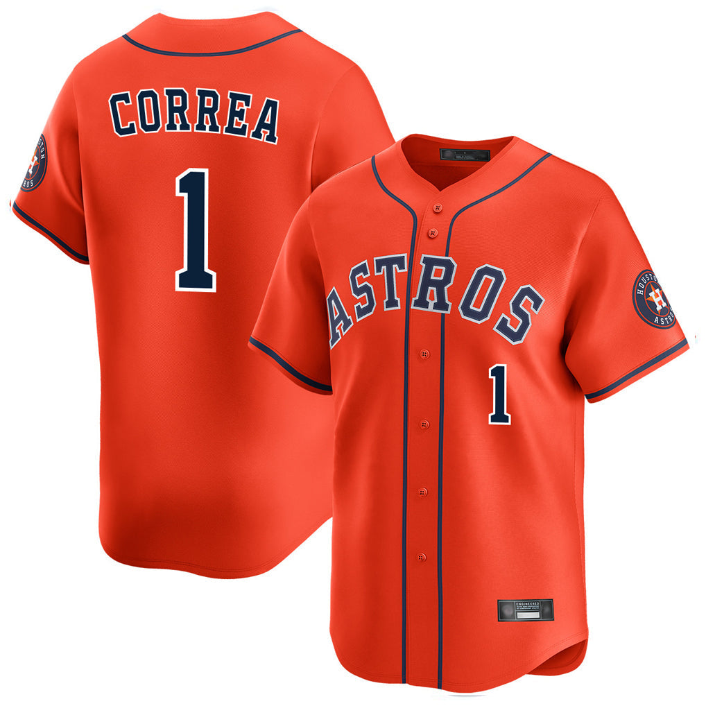 Choea H.Astros #1 Carlos Correa Player Orange Home Limited Stitched Jerseys