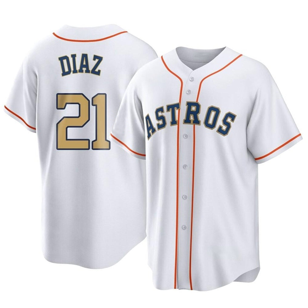 Choea H.Astros #21 Yainer Diaz Player Gold Collection Game Home Stitched Jerseys