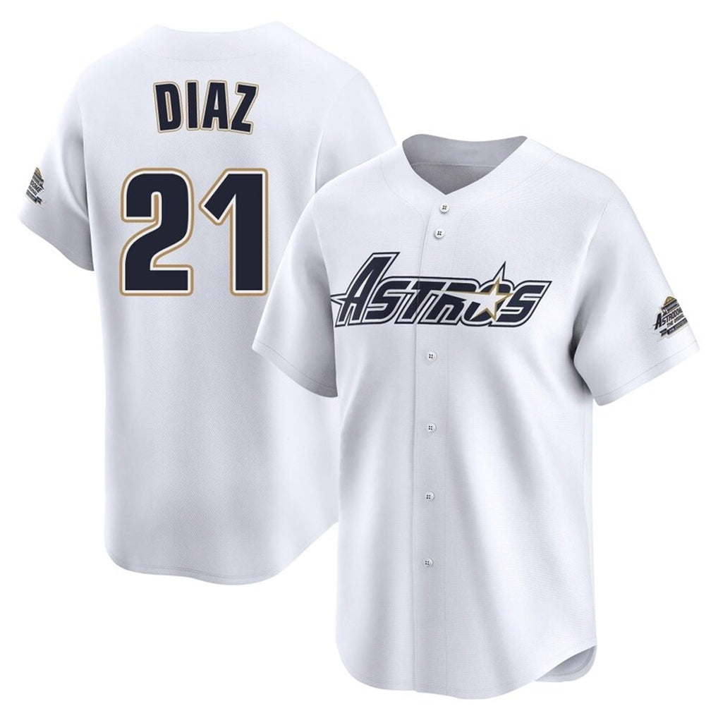 Choea H.Astros #21 Yainer Diaz Player White Throwback Cooperstown Collection Limited Stitched Jerseys