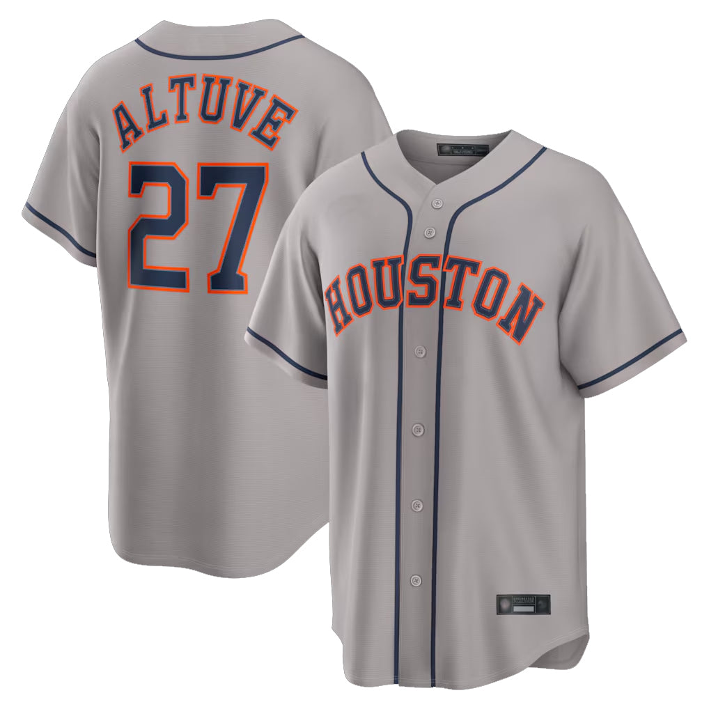 Choea H.Astros #27 Jose Altuve Player Gray Home Game Stitched Jerseys