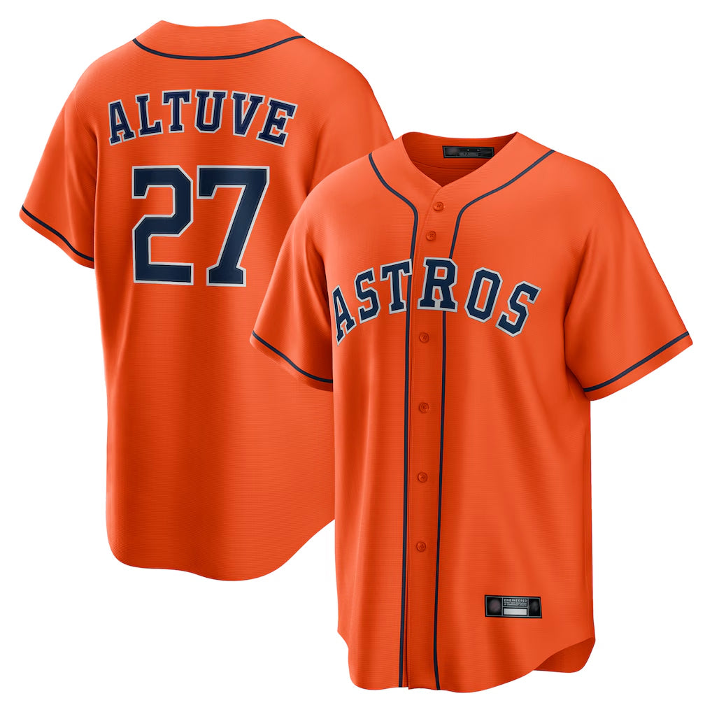 Choea H.Astros #27 Jose Altuve Player Orange Home Game Stitched Jerseys