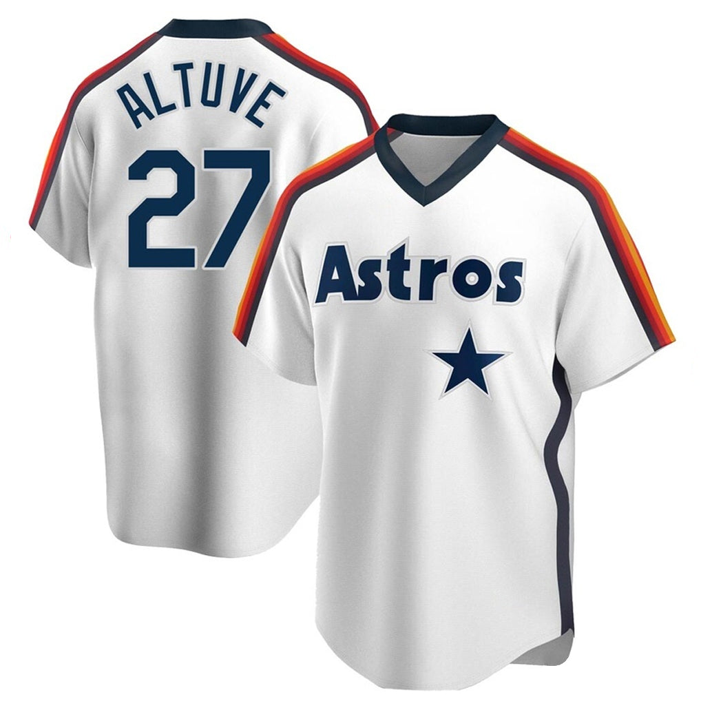Choea H.Astros #27 Jose Altuve Player White Cooperstown Collection T-shirt Stitched Jerseys