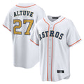 Choea H.Astros #27 Jose Altuve Player White Gold Collection Game Home Stitched Jerseys