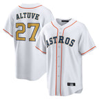 Choea H.Astros #27 Jose Altuve Player White Gold Collection Game Home Stitched Jerseys