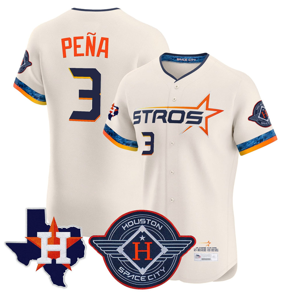 Choea H.Astros #3 Jeremy Pe?a Player Cream City Connect Texas Patch Vapor Premier Limited Elite Home Stitched Jerseys