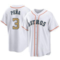 Choea H.Astros #3 Jeremy Pe?a Player Gold Collection Game Home Stitched Jerseys