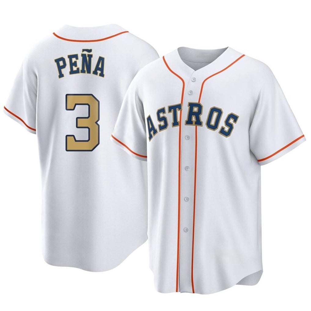 Choea H.Astros #3 Jeremy Pe?a Player Gold Collection Game Home Stitched Jerseys