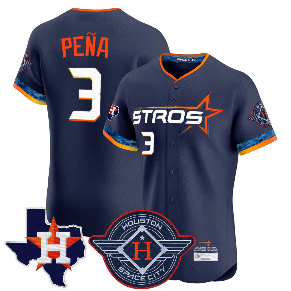 Choea H.Astros #3 Jeremy Pe?a Player Navy City Connect Texas Patch Vapor Premier Limited Elite Home Stitched Jerseys