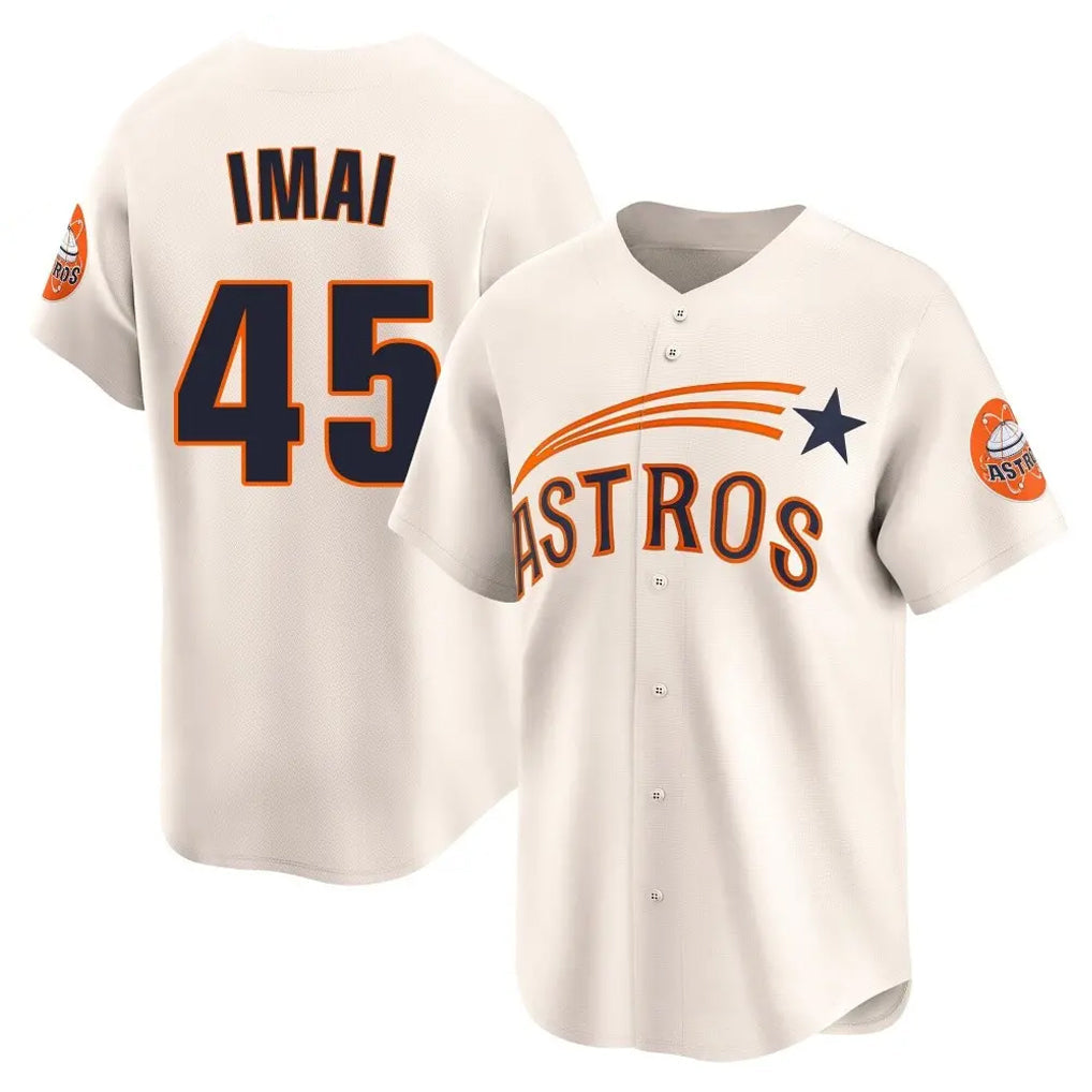 Choea H.Astros #45 Tatsuya Imai Player Cream Throwback Cooperstown Collection Limited Stitched Jerseys