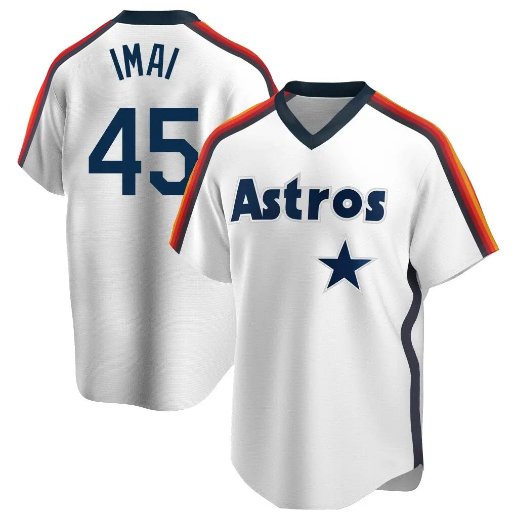 Choea H.Astros #45 Tatsuya Imai Player White Cooperstown Collection T-shirt Stitched Jerseys