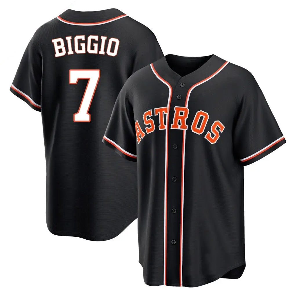 Choea H.Astros #7 Craig Biggio Player Black Fashion Out Home Game Stitched Jerseys