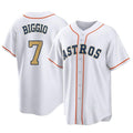 Choea H.Astros #7 Craig Biggio Player Gold Collection Game Home Stitched Jerseys