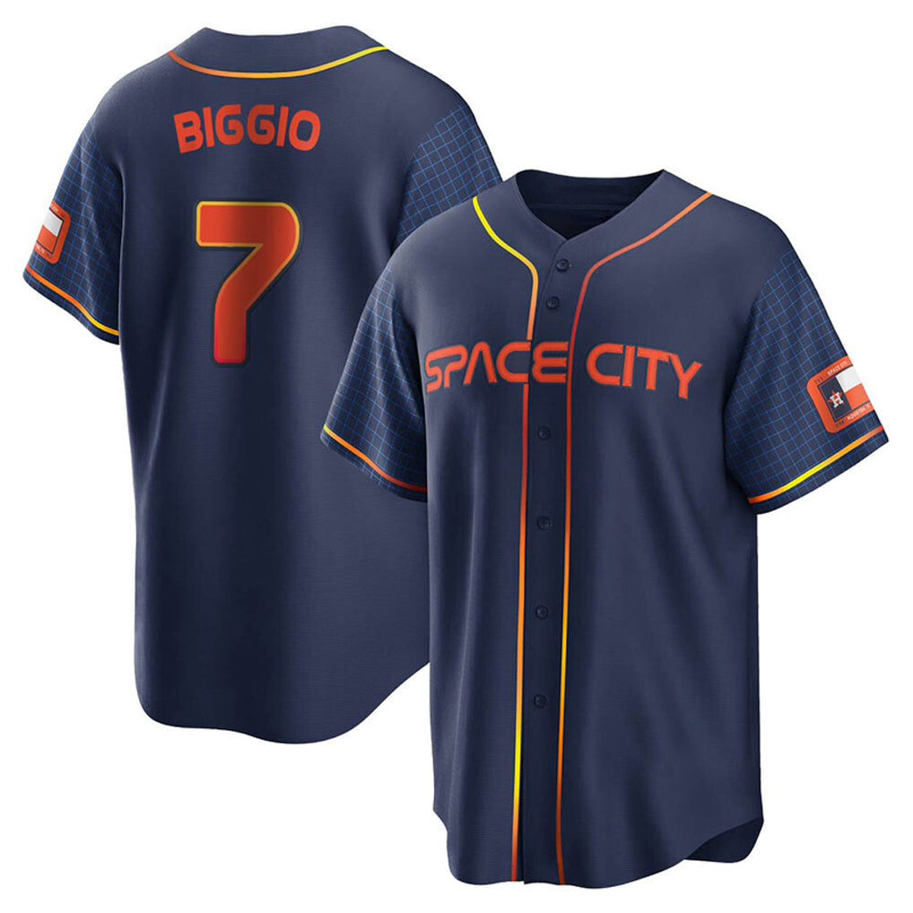 Choea H.Astros #7 Craig Biggio Player Navy City Connect Home Game Stitched Jerseys