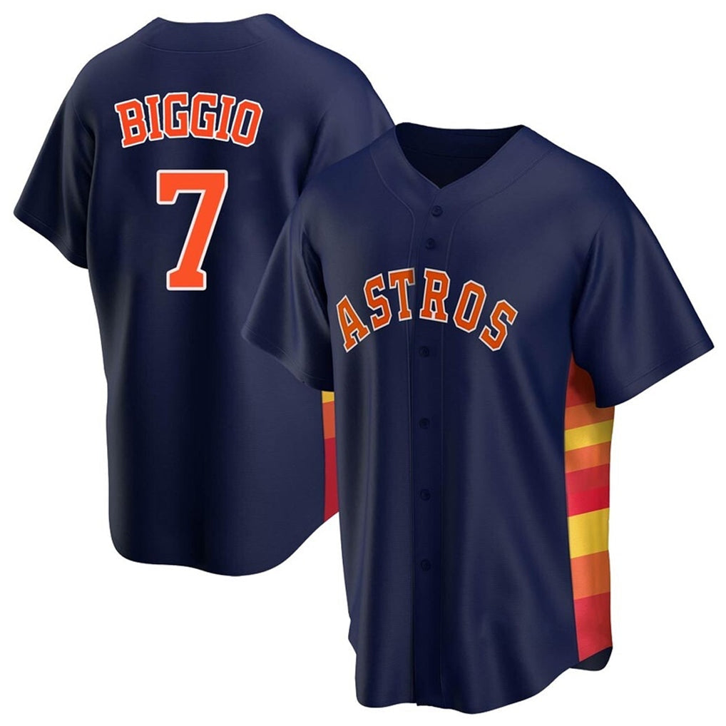 Choea H.Astros #7 Craig Biggio Player Navy Home Game Stitched Jerseys
