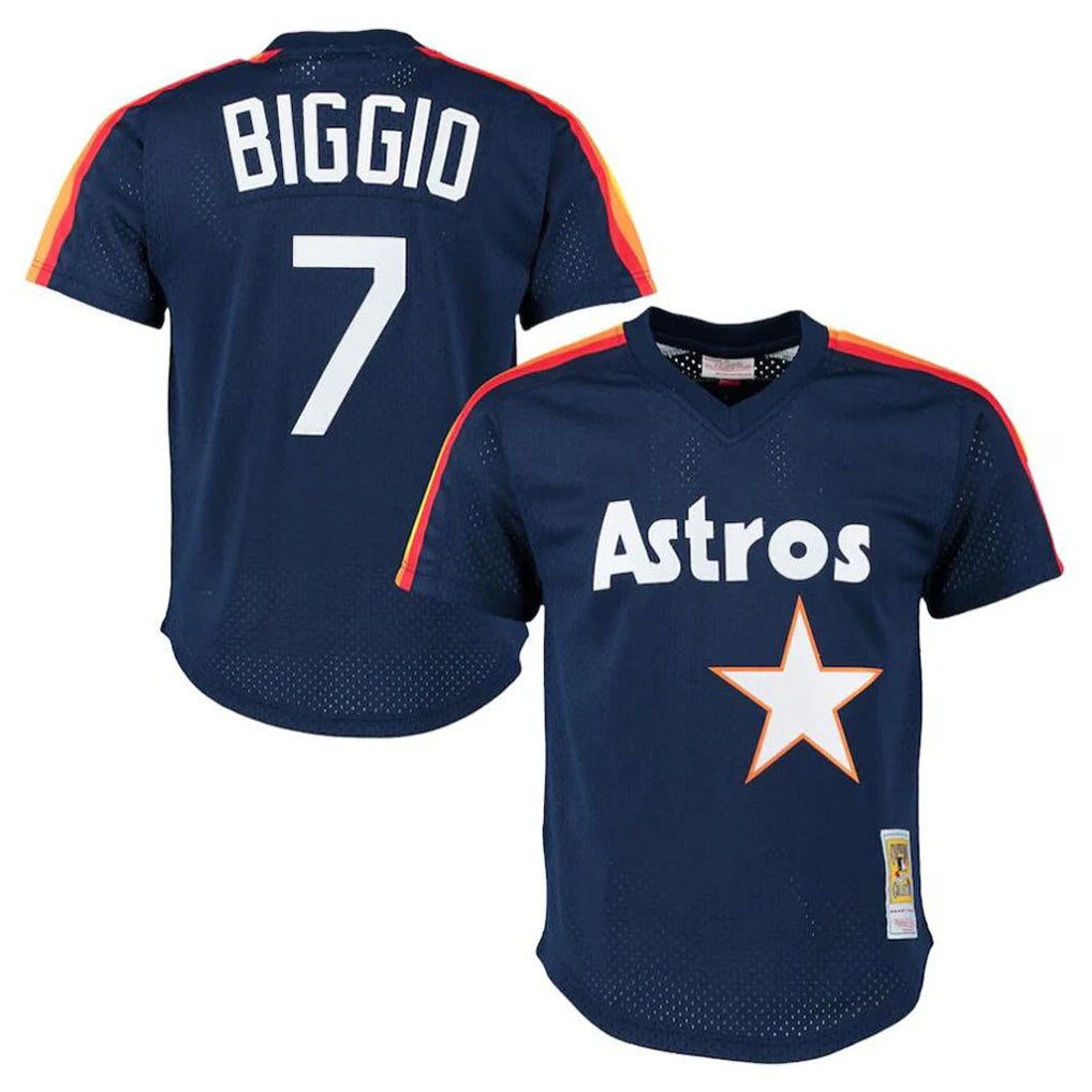 Choea H.Astros #7 Craig Biggio Player Navy Mitchell & Ness Cooperstown Mesh Limited Stitched Jerseys