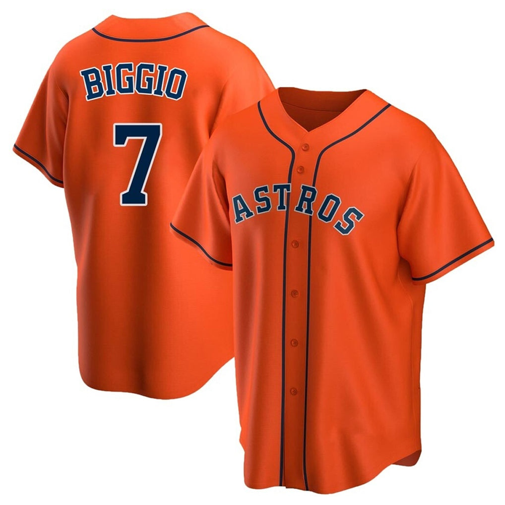 Choea H.Astros #7 Craig Biggio Player Orange Home Game Stitched Jerseys