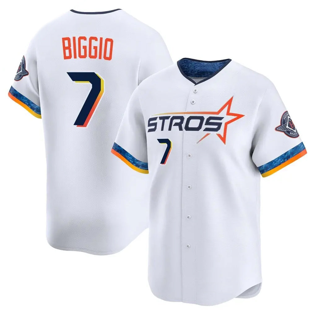 Choea H.Astros #7 Craig Biggio Player White City Connect Limited Home Stitched Jerseys