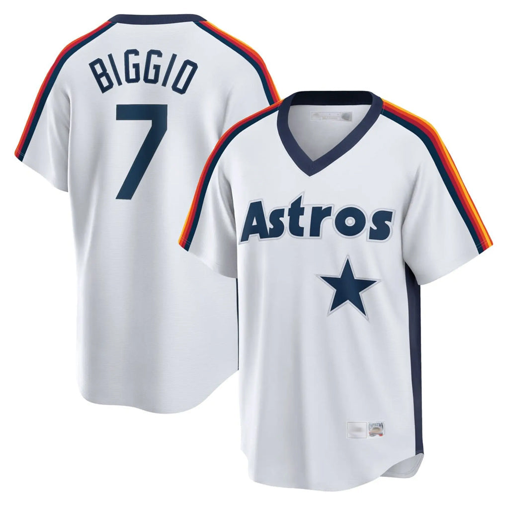 Choea H.Astros #7 Craig Biggio Player White Cooperstown Collection T-shirt Stitched Jerseys