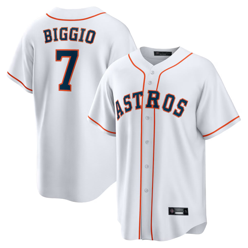 Choea H.Astros #7 Craig Biggio Player White Home Game Stitched Jerseys