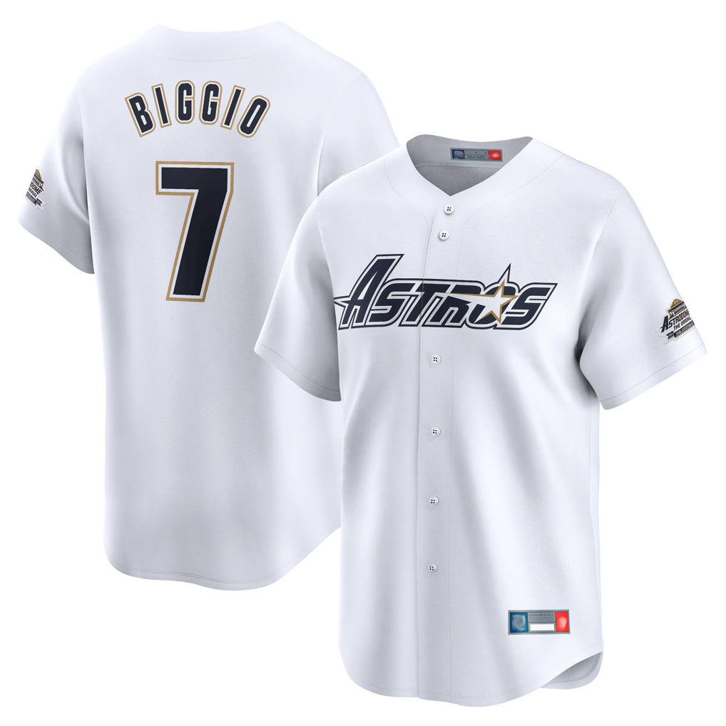 Choea H.Astros #7 Craig Biggio Player White Throwback Cooperstown Collection Limited Stitched Jerseys