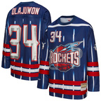 Choea H.Rockets #34 Hakeem Olajuwon Mitchell & Ness Navy Maxxed Out Fashion Hockey Stitched Jerseys