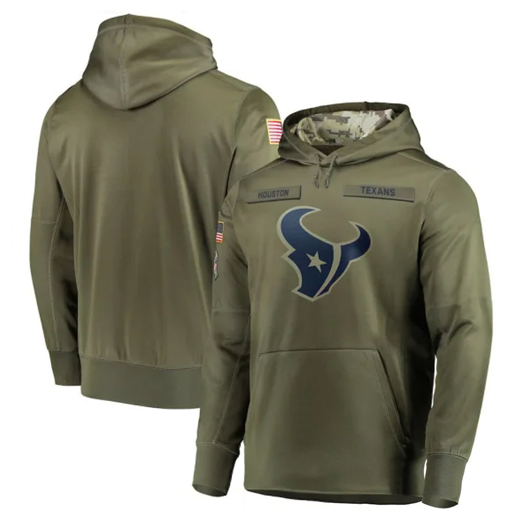 Choea H.Texans Olive Salute to Service Pullover Hoodies Home Game Blank Player Stitched Jerseys