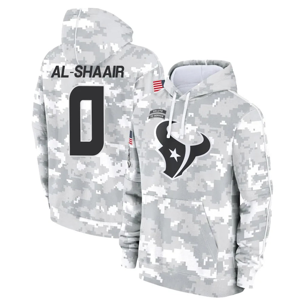 Choea H.Texans #0 Azeez Al-Shaair Player Arctic Camo Salute to Service Hoodies Limited Game Stitched Jerseys