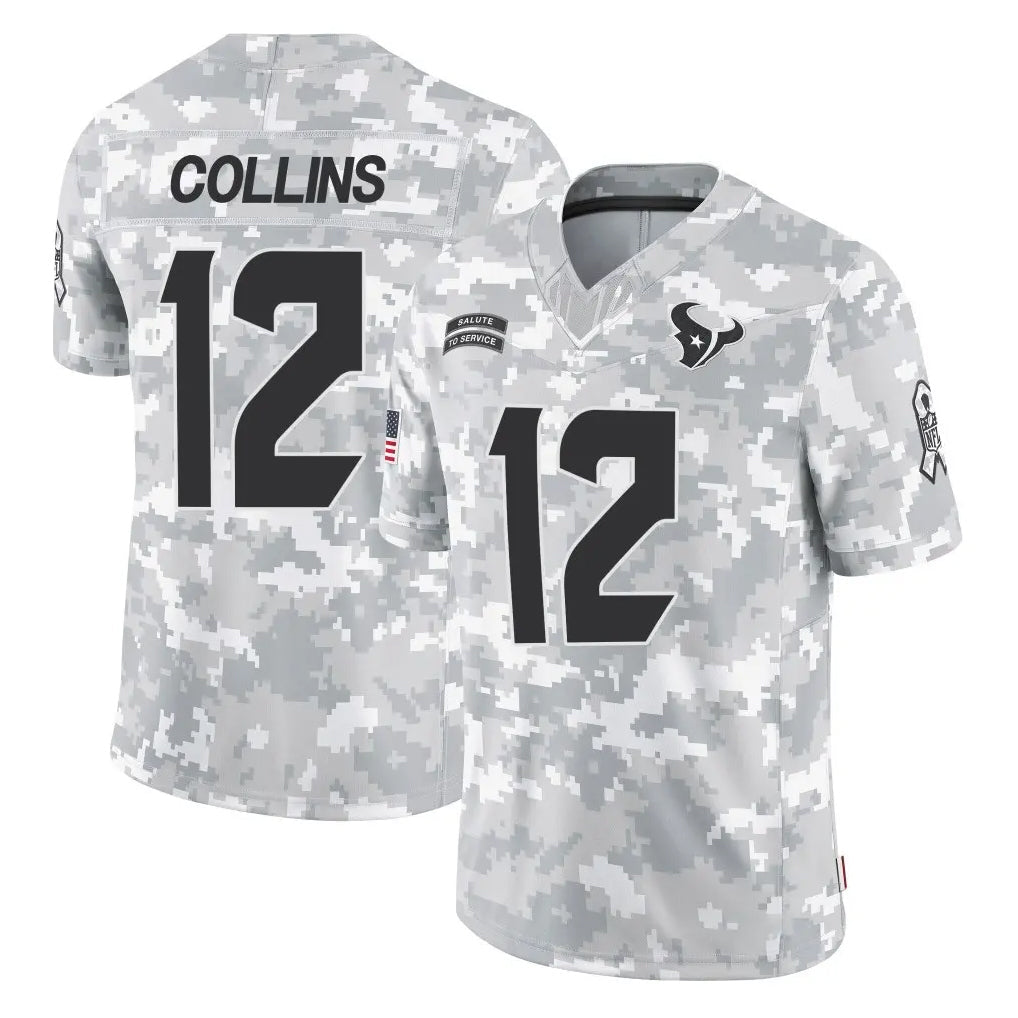 Choea H.Texans #12 Nico Collins Player Arctic Camo Salute To Service Limited Game Stitched Jerseys