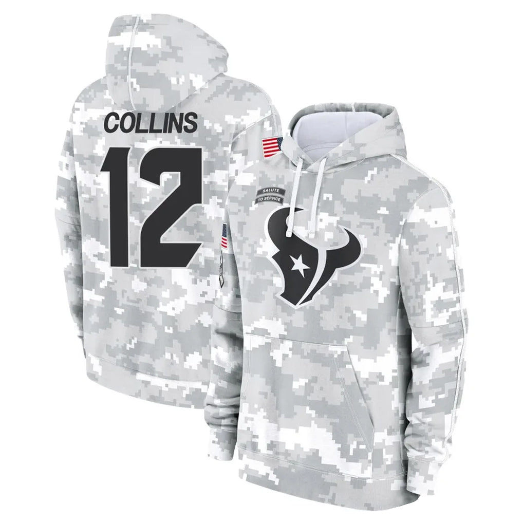 Choea H.Texans #12 Nico Collins Player Arctic Camo Salute to Service Hoodies Limited Game Stitched Jerseys